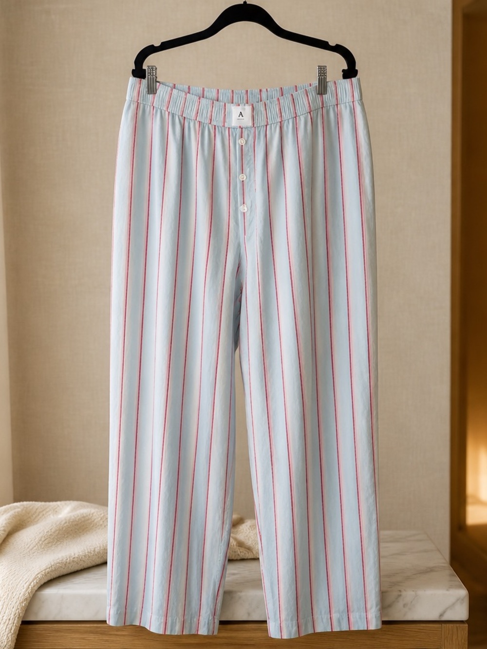 Anthropologie Mint and Pink Striped Elastic Waist Pants NWOT XL